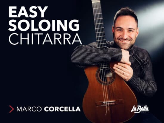artwork del corso easy soloing di marco corcella con la chitarra classica